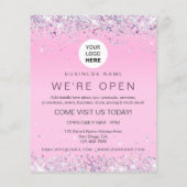 Elegant holographic Glitter Custom Logo Roze Flyer (Achterkant)