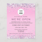 Elegant holographic Glitter Custom Logo Roze Flyer (Voorkant)