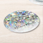 Elegant holographic Glitter Custom Moderne Ronde Kartonnen Onderzetter (Gebogen)