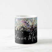 Elegant holographic Glitter Custom Name Black Coff Koffiemok (Center)