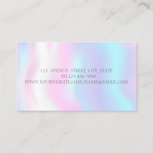 Elegant holographic Glitter Headphone DJ, Confetti Visitekaartje (Achterkant)