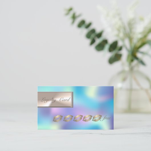 Elegant holographic, Glitter Lips Loyalty Kaart (Staand voorkant)
