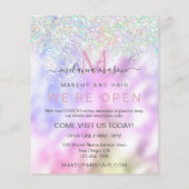 Elegant Holographic Glitter Makeup Artiest Metalli Flyer (Achterkant)