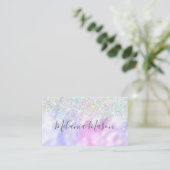 Elegant Holographic Glitter Makeup Artiest Metalli Visitekaartje (Staand voorkant)