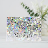 Elegant Holographic Glitter Makeup Artist Black Bedankkaart (Staand voorkant)