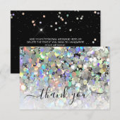 Elegant Holographic Glitter Makeup Artist Black Bedankkaart (Voorkant / Achterkant)