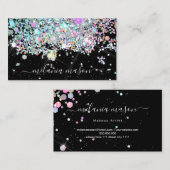 Elegant Holographic Glitter Makeup Artist Black Bu Visitekaartje (Voorkant / Achterkant)