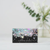 Elegant Holographic Glitter Makeup Artist Black Bu Visitekaartje (Staand voorkant)