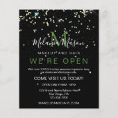 Elegant Holographic Glitter Makeup Artist Black Fl Flyer (Achterkant)