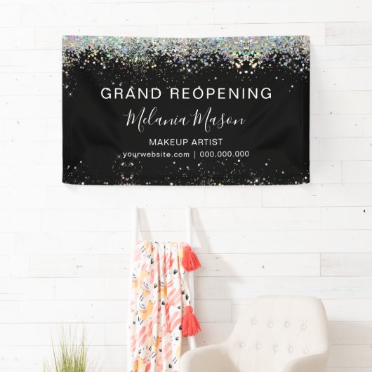 Elegant Holographic Glitter Makeup Artist Black Spandoek (Insitu)