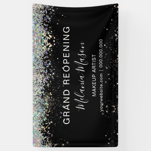 Elegant Holographic Glitter Makeup Artist Black Spandoek (Verticaal)