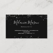 Elegant Holographic Glitter Makeup Artist Black Visitekaartje (Achterkant)