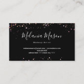 Elegant Holographic Glitter Makeup Artist Black Visitekaartje (Achterkant)