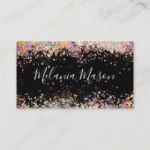Elegant Holographic Glitter Makeup Artist Black Visitekaartje (Voorkant)