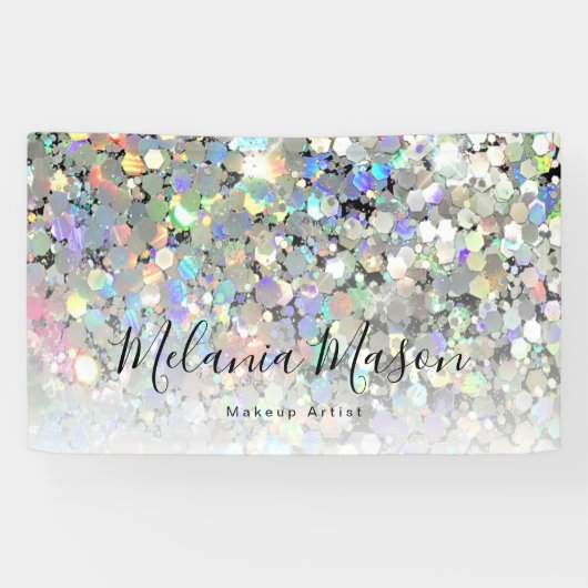 Elegant holographic Glitter Makeup Artist Modern Spandoek (Horizontaal)