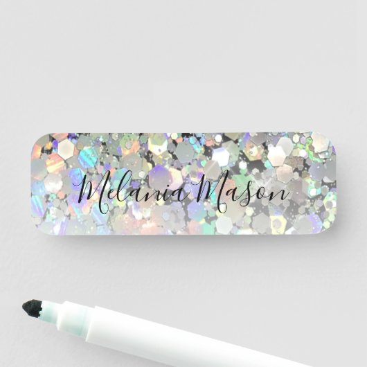 Elegant Holographic Glitter Makeup Artist Naamplaatje (In situ)