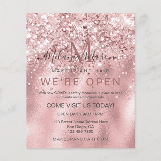 Elegant holographic Glitter Makeup Artist Roze Flyer (Voorkant)