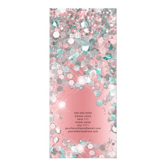 Elegant holographic Glitter Makeup Artist Roze Reclamekaart (Achterkant)