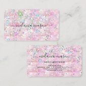 Elegant holographic Glitter Makeup Artist Roze Visitekaartje (Voorkant / Achterkant)