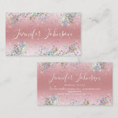 Elegant holographic Glitter Makeup Artist Roze Visitekaartje (Voorkant / Achterkant)