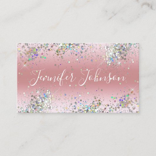 Elegant holographic Glitter Makeup Artist Roze Visitekaartje (Voorkant)
