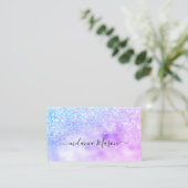 Elegant Holographic Glitter Makeup Artist Silver B Visitekaartje (Staand voorkant)