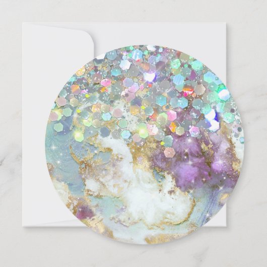 Elegant holographic Glitter Moderne Gold Marble Save The Date (Achterkant)