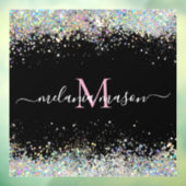 Elegant Holographic Glitter Monogram Black Raamsticker (Vel 3)
