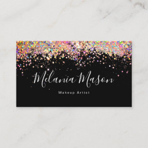 Elegant Holographic Glitter Nail Artist Black Busi Visitekaartje