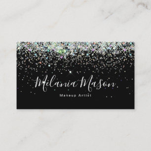 Elegant Holographic Glitter Nail Artist Black Visitekaartje