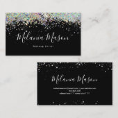 Elegant Holographic Glitter Nail Artist Black Visitekaartje (Voorkant / Achterkant)
