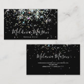 Elegant Holographic Glitter Nail Artist Black Visitekaartje (Voorkant / Achterkant)