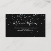 Elegant Holographic Glitter Nail Artist Black Visitekaartje (Achterkant)