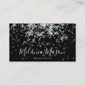 Elegant Holographic Glitter Nail Artist Black Visitekaartje (Voorkant)