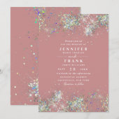 Elegant holographic Glitter Sparkles Dusty Roos Kaart (Voorkant / Achterkant)