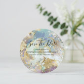 Elegant holographic Glitter Waterverf Gold Moderne Save The Date (Staand voorkant)