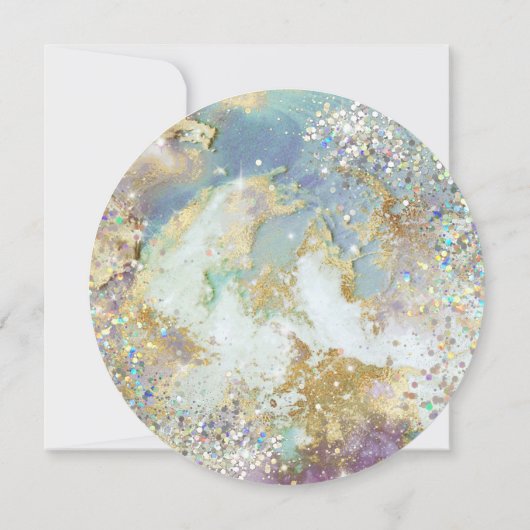 Elegant holographic Glitter Waterverf Gold Moderne Save The Date (Achterkant)