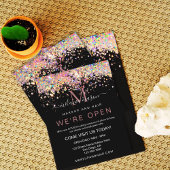 Elegant Holographic Glitter We zijn Open Salon Bla Flyer
