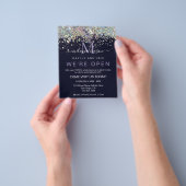 Elegant Holographic Glitter We zijn open Salon Blu Flyer (Hand)