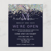 Elegant Holographic Glitter We zijn open Salon Blu Flyer (Voorkant)