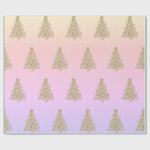 Elegant holographic Gold-kerstboompatroon Cadeaupapier (Vlak)