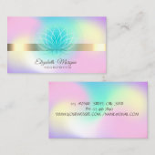 Elegant Holographic Gold, Lotus Yoga Instructor Visitekaartje (Voorkant / Achterkant)