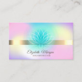 Elegant Holographic Gold, Lotus Yoga Instructor Visitekaartje (Voorkant)