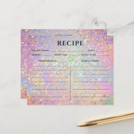 Elegant holographic Gold Pink Glitter Recipe Kaart