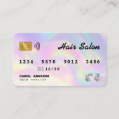 Elegant Holographic Hair Salon Credit Kaart Visitekaartje (Voorkant)