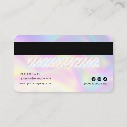 Elegant Holographic Hair Salon Credit Kaart Visitekaartje (Achterkant)