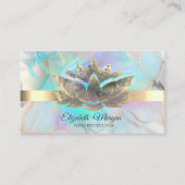 Elegant Holographic Ink Lotus Opal Stone Visitekaartje (Voorkant)