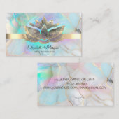Elegant Holographic Ink Lotus Opal Stone Visitekaartje (Voorkant / Achterkant)
