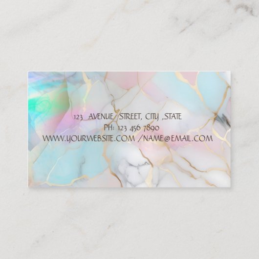 Elegant Holographic Ink Lotus Opal Stone Visitekaartje (Achterkant)