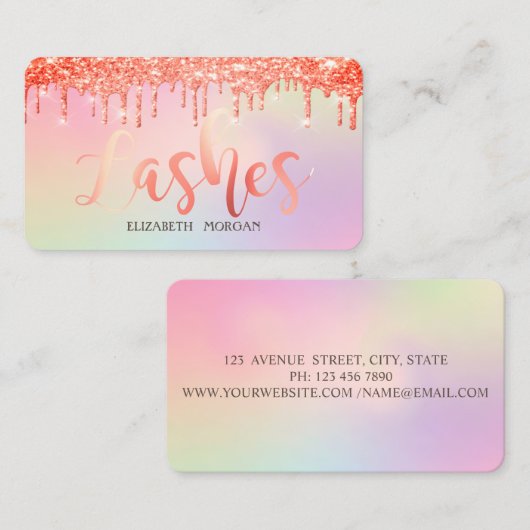 Elegant holographic, Lashes, Glitter Drivers Visitekaartje (Voorkant / Achterkant)
